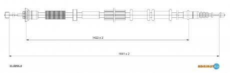 11.0255.2 ADRIAUTO ADRIAUTO ALFA ROMEO Трос ручного тормоза лев. MITO 08-, FIAT GRANDE PUNTO 05-