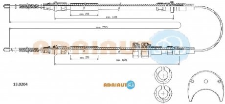 13.0204 ADRIAUTO ADRIAUTO FORD Трос ручного тормоза Fiesta 83- 2726mm