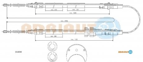 13.0234 ADRIAUTO ADRIAUTO FORD Трос ручного тормоза Fiesta 86-