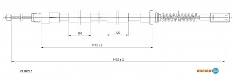 2702251 ADRIAUTO Трос тормозной MERCEDES Sprinter all pt 5t double wheelsLH-RH06-/Crafter 50 pt. 5t double