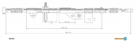 28.0293 ADRIAUTO ADRIAUTO NISSAN Трос ручного тормоза прав.Primera -99 (диск)