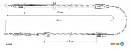 33.0211 ADRIAUTO ADRIAUTO OPEL Трос ручного тормоза прав. Corsa A 82-