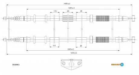 ADRIAUTO OPEL Трос ручного тормоза задн. 1475/1308+1460/1293 мм CORSA D 06- 33.0250.1