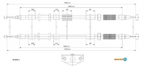 33.0251.1 ADRIAUTO ADRIAUTO OPEL Трос ручного тормоза задн. 1477/1260+1462/1246 мм CORSA D 06-