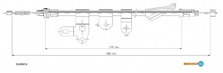 52.0247.2 ADRIAUTO ADRIAUTO TOYOTA Трос ручного тормоза прав. 1984/1763 мм COROLLA Verso 04-