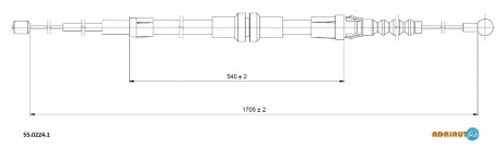 55.0224.1 ADRIAUTO ADRIAUTO VW Трос ручного тормоза прав/лев Caddy 04-. (1705/540mm)