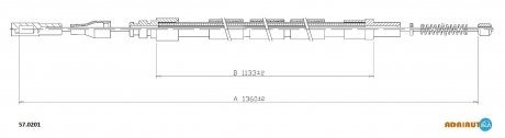 57.0201 ADRIAUTO ADRIAUTO VOLVO Трос ручного тормоза прав.340,360 81- 1360