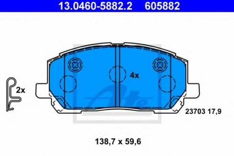 13.0460-5882.2 ATE тормозные колодки дисковые Lexus RX300 00->