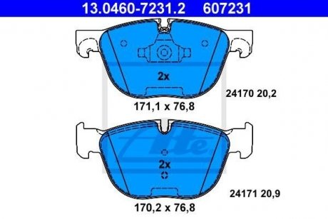 13.0460-7231.2 ATE Тормозные колодки дисковые перед. BMW E70, E71 BMW X5 3.0 d 07-