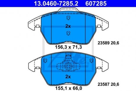 13046072852 ATE Колодки тормозные дисковые, к-кт VW BEETLE 11-