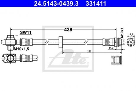 24.5143-0439.3 ATE Тормозной шланг