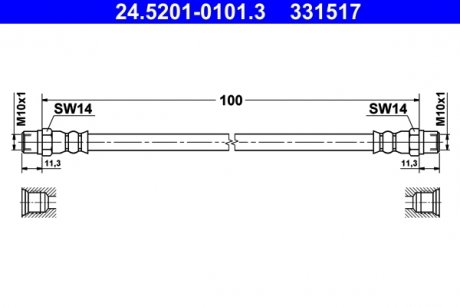 24520101013 ATE Гальмівний шланг