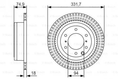 0986479T90 BOSCH Тормозной диск PR2 MITSUBISHI PajeroR05>> - кратн. 1 шт