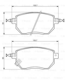 0986494366 BOSCH Комплект тормозных колодок из 4 шт. дисков