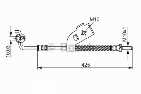 1 987 476 568 BOSCH Шланг гальмівний перед. лівий Ford Escort/Orion 90- (425мм)