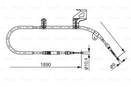 1987477804 BOSCH Тормозной трос 1890mm VW Passat 3B2 \\RR