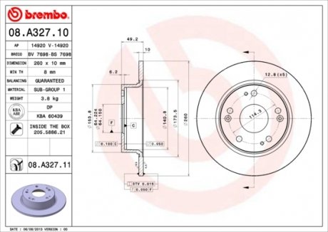 08.A327.11 BREMBO Диск тормозной