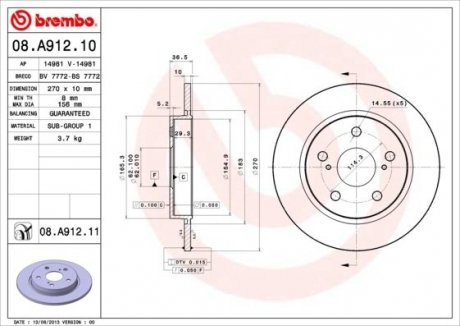 08.A912.10 BREMBO Диск гальмівний