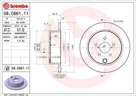 08.C661.11 BREMBO Диск гальмівний