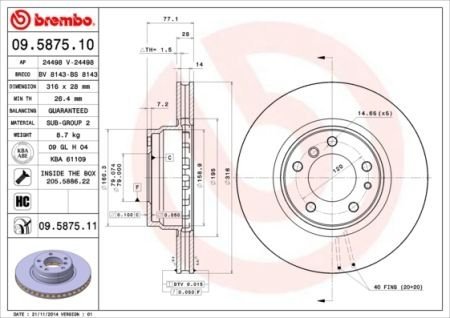 09.5875.11 BREMBO Диск тормозной