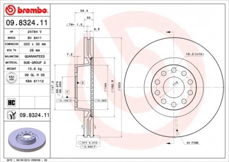 09.8324.11 BREMBO Тормозной диск