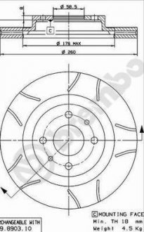 09.8903.75 BREMBO Диск гальмівний