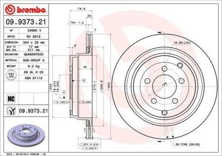 09.9373.21 BREMBO Диск тормозной