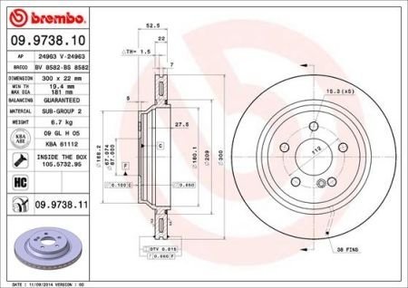 09.9738.11 BREMBO Тормозной диск