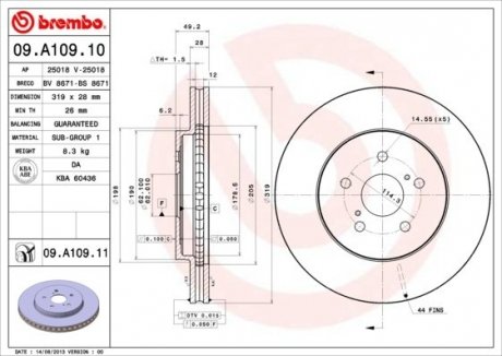 09.A109.11 BREMBO Диск тормозной