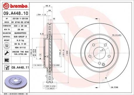 09.A448.10 BREMBO Диск гальмівний