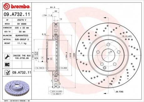 09.A732.11 BREMBO Диск гальмівний