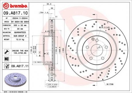 09.A817.11 BREMBO Диск гальмівний