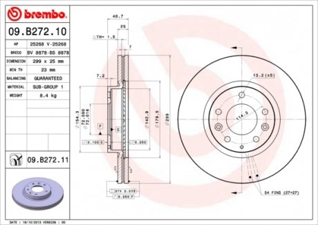 09.B272.10 BREMBO Диск тормозной