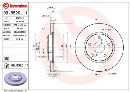 09.B520.11 BREMBO Диск тормозной