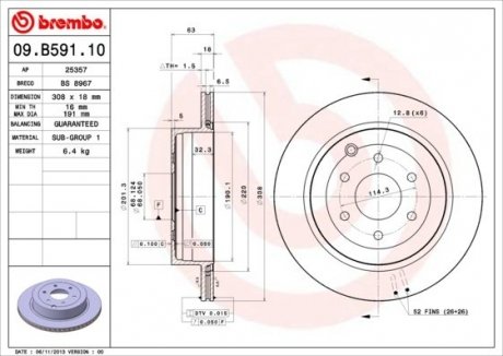 09.B591.10 BREMBO Диск тормозной