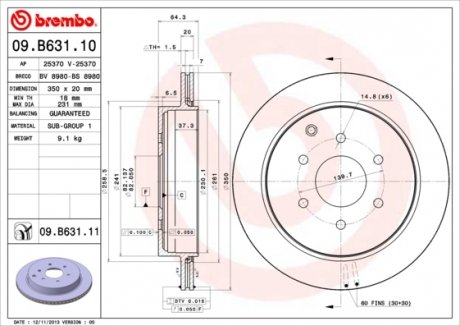 09.B631.11 BREMBO Гальмівний диск