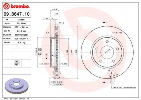 09.B647.10 BREMBO Гальмівний диск