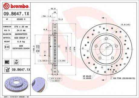 09.B647.1X BREMBO Тормозной диск