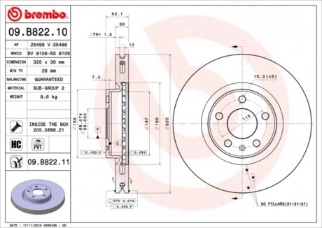 09.B822.11 BREMBO Диск тормозной