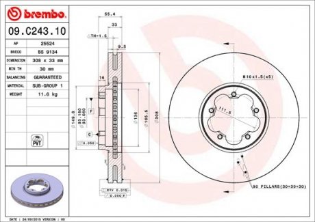 09.C243.10 BREMBO Диск гальмівний