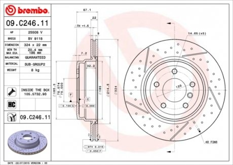 09.C246.11 BREMBO Тормозной диск