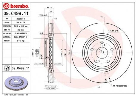 09.C499.11 BREMBO Диск тормозной