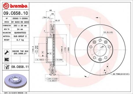 09.C658.11 BREMBO Тормозной диск