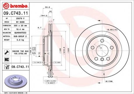 09.C743.11 BREMBO Диск тормозной