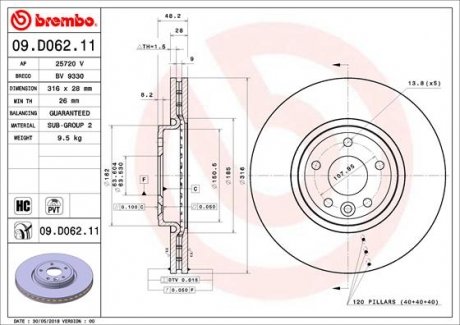 09.D062.11 BREMBO Тормозной диск