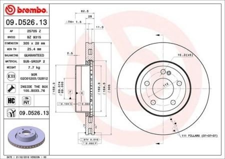 09.D526.13 BREMBO Гальмівний диск