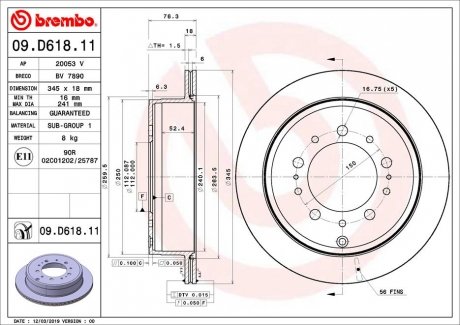 09.D618.11 BREMBO Тормозной диск