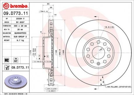 09.D773.11 BREMBO Тормозной диск