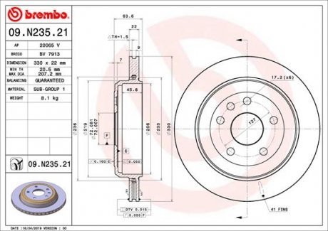 09.N235.21 BREMBO Гальмівний диск