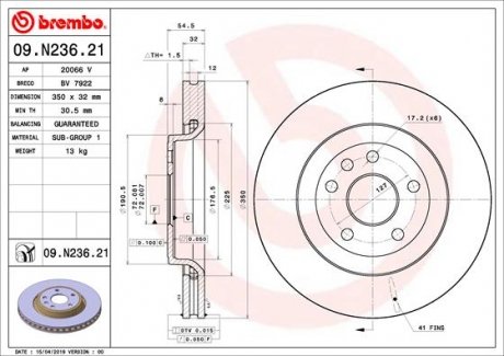 09.N236.21 BREMBO Тормозной диск